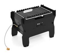 FANTASK Barbecue da tavolo 2 in 1 e a carbonella, portatile da campeggio, piccolo braciere con griglia in acciaio inox e borsa per il trasporto, barbecue a gas in metallo per picnic, campeggio