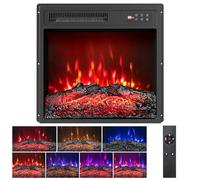 FANTASK Camino elettrico da 18", 750 W/1500 W con telecomando, 7 colori realistici, 5 livelli di luminosità regolabili, timer da 8 ore, inserto elettrico per camino