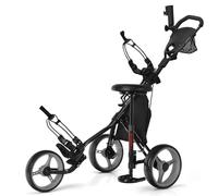 FANTASK Carrello da Golf Pieghevole, 3 Ruote da Golf, Golf Caddy Golf Push Cart in Alluminio con portaombrello, Supporto a T e Custodia