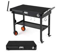 FANTASK Carrello pieghevole per esterni con ruote | Tavolo da portata e portata resistente al calore, 82 x 46 cm, piano di lavoro, ideale per grigliate e giardino
