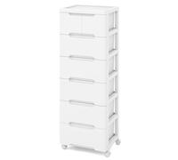FANTASK Carrozzina per nicchia con ruote e 4 cassetti, larghezza 20 cm, carro a rotelle da bagno, armadietto sottile per studio, bagno, aula e salone, 40 x 32 x 114 cm (bianco)
