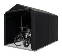FANTASK Casetta per attrezzi impermeabile, tenda da garage con porta con cerniera e telaio in metallo (grigio scuro)