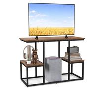 FANTASK Consolle TV da 50 pollici, console multimediale industriale con ripiani aperti, supporto TV per soggiorno, camera da letto, corridoio, marrone rustico, extra largo