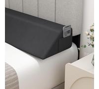 FANTASK Cuneo per letto, cuneo per letto, riempitivo con tasca laterale, cuscino a cuneo lungo, cuscino a cuneo, imbottitura tra testiera e materasso, 137 x 25 x 13 cm (grigio)