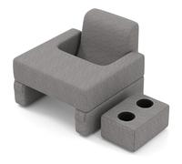 FANTASK Cuscino da lettura per letto e divano, liberamente combinabile, con portabicchieri e fodera lavabile, cuscino da scrivania regolabile per leggere, giocare, lavorare, scrivere (grigio)