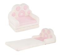 FANTASK Divano per bambini 2 in 1, a forma di zampa di orso, pieghevole | Poltrona per bambini con tasca, rivestimento sfoderabile, divano da gioco imbottito, per bambini dai 18 mesi in su, rosa