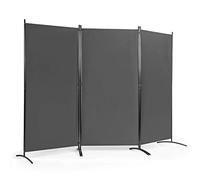 FANTASK Divisorio a 3 pannelli, 260 x 183 cm, pieghevole, autoportante, divisorio da parete con sottobicchieri regolabili, divisorio da parete in metallo e poliestere, per casa, ufficio, terrazza