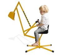 FANTASK Escavatore per bambini, con sedile girevole a 360°, girevole a 360°, con pala e controllo a 2 mani, sabbiera per bambini dai 3 anni in su (giallo)