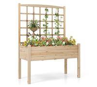 FANTASK Fioriera con traliccio da giardino per piante rampicanti, foro di drenaggio, fioriera da giardino, cortile, balcone, naturale, 119 x 60 x 160 cm