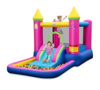 FANTASK Gonfiabile castello gonfiabile con scivolo, zona di salto e cestino da basket, Bouncy Castle in tessuto Oxford con borsa per il trasporto, kit di riparazione, per interni ed esterni, 363 x 202