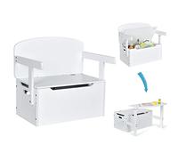 FANTASK Gruppo seggiolino per bambini con panchina, tavolo per bambini con spazio e coperta, 3 in 1, in legno, per bambini dai 3 ai 7 anni, 60 x 34 x 57 cm (bianco)