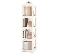 FANTASK Libreria girevole a 360°, scaffale da cucina a 3 ripiani, con piedini antiscivolo e pannelli trasparenti, scaffale sottile per soggiorno e studio (bianco, 36,5 x 36 x 141,5 cm)