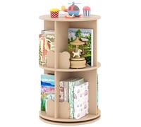 FANTASK Libreria per bambini autoportante, girevole con 2 livelli e divisori per conigli, 40 x 40 x 65 cm (caffè)