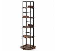 FANTASK Libreria, scaffale girevole, marrone | Scaffale a 5 ripiani aperti, scaffale da cucina, scaffale portaoggetti per soggiorno, cucina, camera da letto
