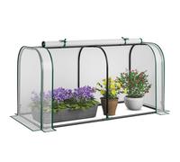 FANTASK Mini serra 2 in 1, copertura in PE per aiuole rialzate, serra con porta con cerniera arrotolabile