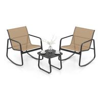 FANTASK Mobili da balcone con 2 sedie e tavolo, 3 pezzi, mobili da giardino, set da giardino per terrazza, balcone, giardino (marrone)