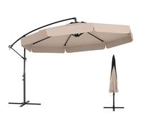 FANTASK Ombrellone 300 cm, con custodia protettiva, ombrellone con manovella e balze, angolo di inclinazione regolabile, ombrellone da giardino, ombrellone da mercato (beige), beige., Ohne LED