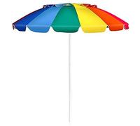 FANTASK Ombrellone da spiaggia, 220 cm, resistente al vento, UPF 50+, pieghevole a 30°, Multicolore, 220 cm, Tropicale