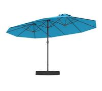 FANTASK Ombrellone doppio, 443 x 263 cm, rettangolare, con supporto e manovella, UPF 50+, grande ombrellone da giardino XXL, per giardino, terrazza e piscina (turchese)