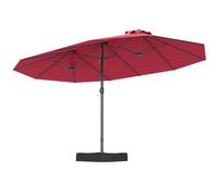 FANTASK Ombrellone doppio, 443 x 263 cm, rettangolare, con supporto e manovella, UPF 50+, grande ombrellone da giardino XXL, per giardino, terrazza e piscina (rosso)