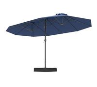 FANTASK Ombrellone doppio, 443 x 263 cm, rettangolare, con supporto e manovella, UPF 50+, grande ombrellone da giardino XXL, per giardino, terrazza e piscina (blu navy)
