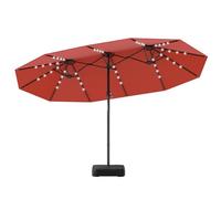 FANTASK Ombrellone doppio XXL, 450 x 260 cm, grande con supporto e illuminazione solare a LED, UPF 50+, ombrellone da terrazza con manovella, ombrellone da giardino, terrazza (arancione)