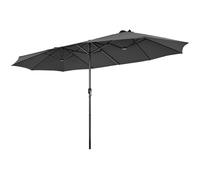 FANTASK Ombrellone doppio XXL UV50+, grande con manovella, ombrellone da giardino, terrazzo, 470 x 280 cm, antracite., 470 x 280 cm, Moderno