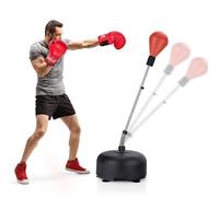 FANTASK Pallone da boxe, regolabile in altezza, con supporto ricaricabile, set autoportante, con guantoni da boxe per bambini e adulti
