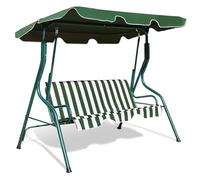 FANTASK Panca a dondolo con tettuccio parasole regolabile, a 3 posti, per giardino, terrazza e cortile, 172 x 110 x 154 cm, verde e bianco