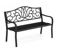 FANTASK Panca da balcone per 2 persone, in metallo con schienale e bracciolo, portata fino a 300 kg, per giardino, terrazza e balcone, 127 x 61,5 x 89 cm