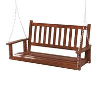 FANTASK Panca sospesa a 2 posti, in legno massiccio, per giardino, cortile e marrone, 136 x 67 x 63 cm