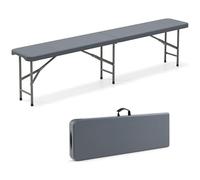 FANTASK Panchina pieghevole, da campeggio, da giardino, in plastica, con maniglia, 180 x 30 x 43 cm (grigio)