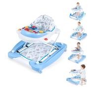 FANTASK Passeggino 6 in 1, con musica e luce, aiuto per primi passi regolabile in altezza e pieghevole, con poggiapiedi rimovibile, per bambini dai 6 mesi in su, blu