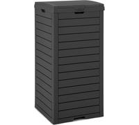 FANTASK Pattumiera da 118 l, con coperchio con ciotola e manico estraibili, per esterni, colore nero, per veranda, cortile, terrazza