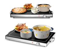 FANTASK Piastra riscaldante elettrica da 50 ℃ a 120 ℃ con regolatore di temperatura, riscaldatore a buffet in acciaio inox con funzione piastra riscaldante