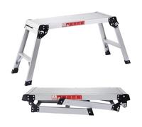 FANTASK Piattaforma da lavoro in alluminio, pieghevole, con serrature di sicurezza, 150 kg, capacità di carico, piattaforma di lavoro con tappetini antiscivolo, scala per officina, casa, ufficio e