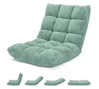 FANTASK Poltrona da pavimento con schienale regolabile, poltrona relax imbottita, cuscino thailandese, pieghevole, per yoga, tempo libero e meditazione (verde)