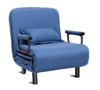 FANTASK Poltrona letto 3 in 1 con funzione letto, divano letto pieghevole, sedia pieghevole, divano letto con schienale regolabile, cuscino per camera da letto, soggiorno, ufficio, blu