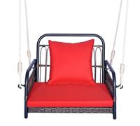 FANTASK Poltrona sospesa con cuscino per seduta e schienale fino a 180 kg, seduta sospesa con telaio in metallo e corde sospese