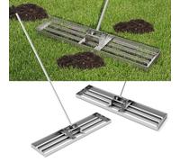 FANTASK Rastrello per il livellamento del prato, con impugnatura ergonomica, raschietto per prato, rastrello per giardino, golf e cortile (argento, 106 cm x 25 cm)