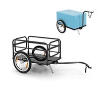 FANTASK Rimorchio per bicicletta fino a 60 kg, pieghevole, con copertura, accoppiatore e riflettori, nero