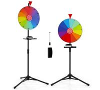 FANTASK Ruota della Fortuna da 16", Regolabile in Altezza con portapenne, per Giochi della Lotteria, Giochi di Parole φ40 cm (Altezza 97-155 cm)