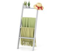 FANTASK Scaffale a 4 livelli, 128 cm, portasciugamani con supporto a soffitto, portasciugamani da parete, portata fino a 50 kg per livello, per bagno, camera da letto (grigio)