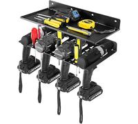 FANTASK Scaffale per attrezzi da parete con 4 fessure e 36 fori, organizer per attrezzi, in metallo, porta attrezzi, parete degli attrezzi per garage e magazzino