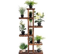FANTASK Scaffale per piante in legno, con 6 livelli, supporto per fiori a più piani, colore naturale