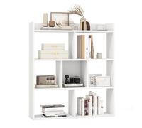 FANTASK Scaffale portaoggetti con 7 cubi e pannello posteriore aperto, scaffale in legno, libreria autoportante con protezione antiribaltamento