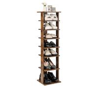 FANTASK Scarpiera a 8 livelli, in legno, regolabile in altezza, scarpiera stretta, verticale, scaffale angolare indipendente per ingresso e corridoio (marrone)