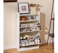 FANTASK Scarpiera con spazio aperto, scarpiera autoportante, in legno, con 2 alette per soggiorno, corridoio e corridoio, 60 x 24 x 102 cm (bianco)