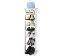 FANTASK Scarpiera regolabile in altezza in 8 posizioni, colore bianco, organizer verticale per scarpe, scarpiera in legno, salvaspazio