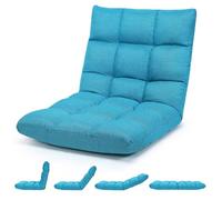 FANTASK Sedia da pavimento pieghevole con schienale regolabile, sedia da meditazione, cuscino tailandese, poltrona da pavimento imbottita, poltrona relax per yoga, tempo libero e meditazione (turchese